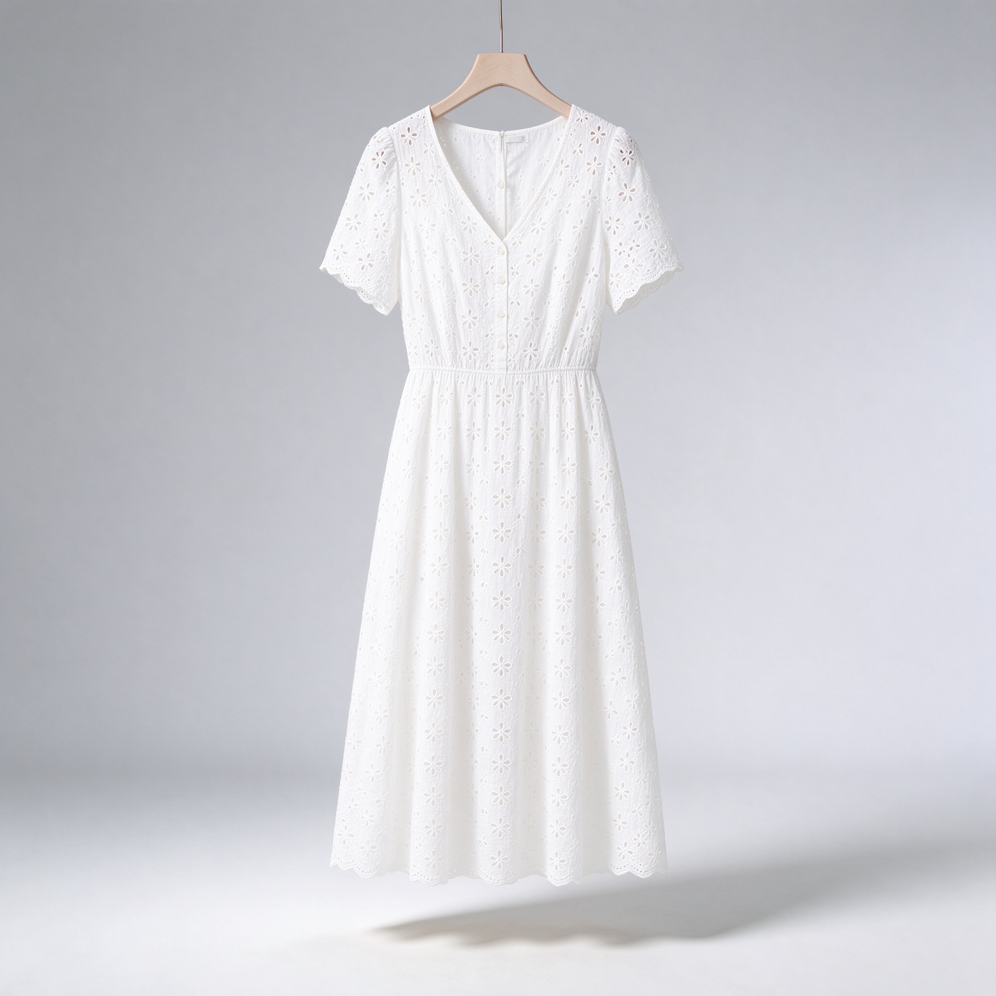 Cotton Eyelet Midi Dress